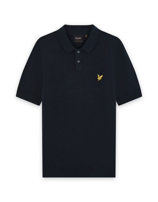 Lyle & Scott - Polo lavorata in maglia di media pesantezza blu navy scuro, 6 di 6