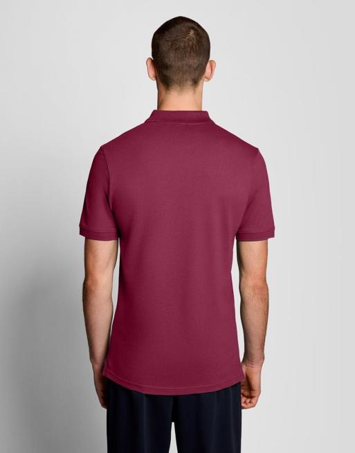 Lyle & Scott polo liso de manga corta en burdeos intenso, 4 de 6