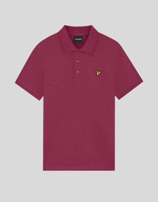 Lyle & Scott polo liso de manga corta en burdeos intenso, 5 de 6