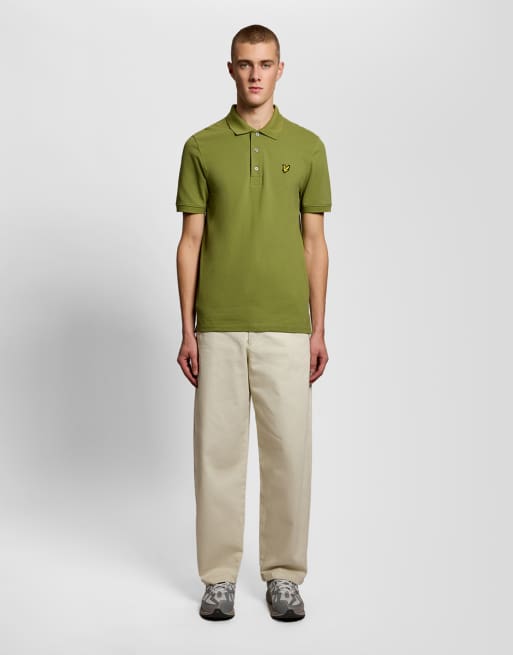 Lyle & Scott - polo liso de manga corta en verde arbusto y123, 3 de 6