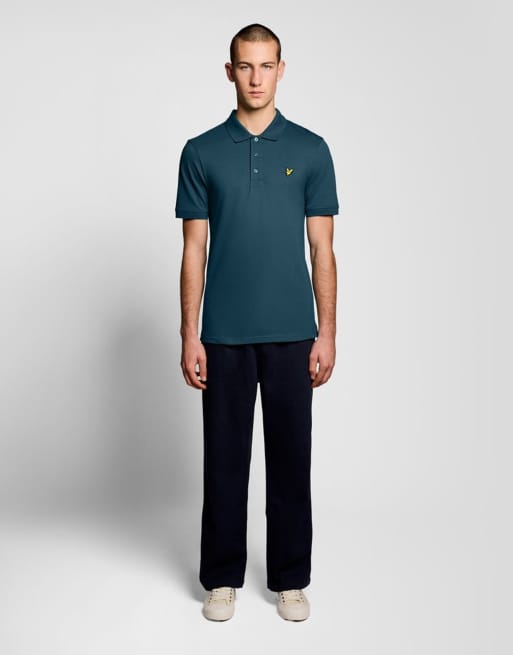 Lyle & Scott polo liso de manga corta en verde azulado intenso, 2 de 6