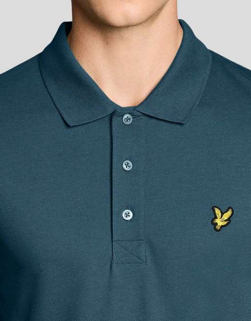Lyle & Scott polo liso de manga corta en verde azulado intenso, 3 de 6