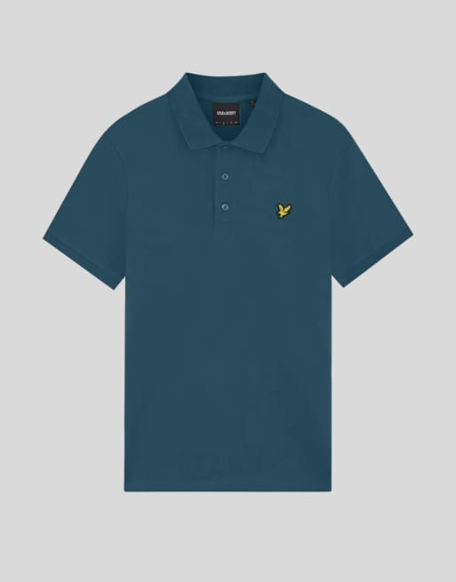 Lyle & Scott polo liso de manga corta en verde azulado intenso, 5 de 6