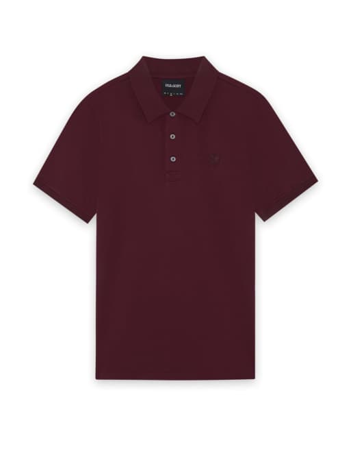 Lyle & Scott polo manches courtes en maille fine en w976 fairway burgundy, 5 de 6