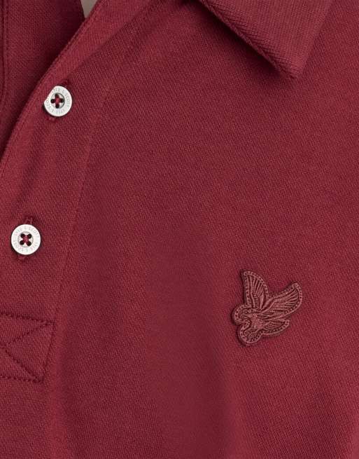 Lyle & Scott polo manches courtes en maille fine en w976 fairway burgundy, 6 de 6