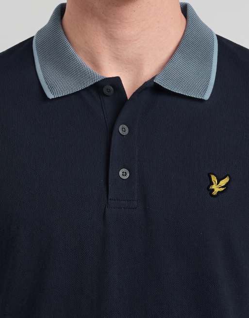 Lyle & Scott polo shirt à col birdseye bleu marine foncé/bleu clair, 5 de 6