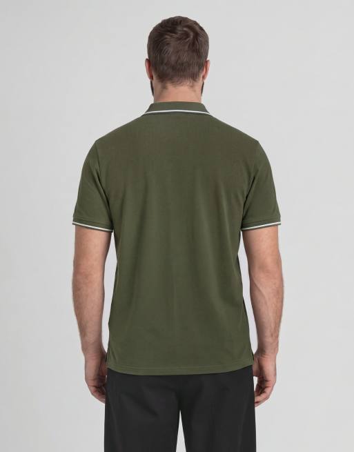 Lyle & Scott polo shirt à manches courtes avec liserés en true olive/blanc, 4 de 6