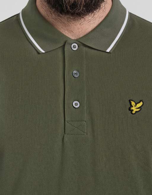 Lyle & Scott polo shirt à manches courtes avec liserés en true olive/blanc, 5 de 6