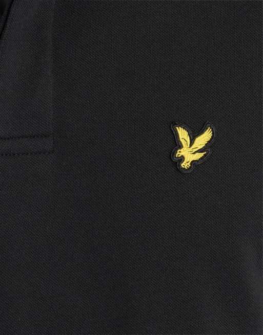Lyle & Scott polo shirt a maniche corte con colletto jacquard in z865 nero jet, 6 di 6