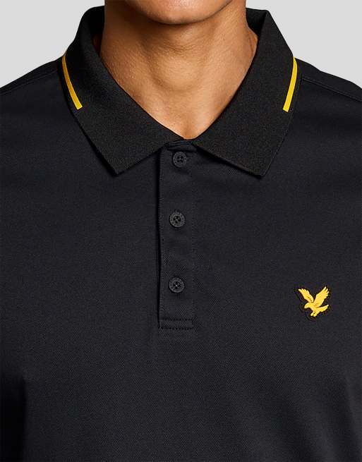 Lyle & Scott - polo técnico de golf con ribete z865 negro azabache, 3 de 7