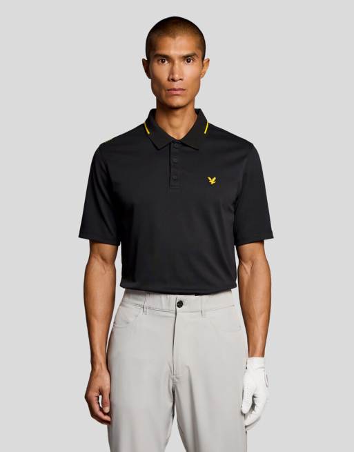 Lyle & Scott - polo técnico de golf con ribete z865 negro azabache, 7 de 7