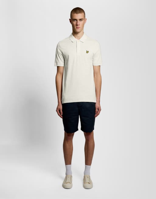 Lyle & Scott poloshirt met fijne slubstructuur in y126 ice cream, 2 van 6