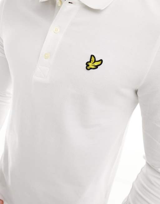 Lyle & Scott - Poloshirt met lange mouwen in wit   , 4 van 4