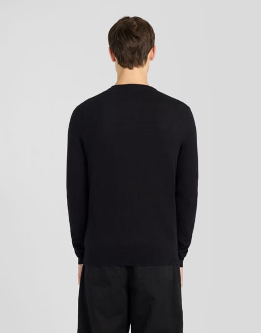 Lyle & Scott Pull col henley en maille coton mérinos noir de jais, 4 de 6