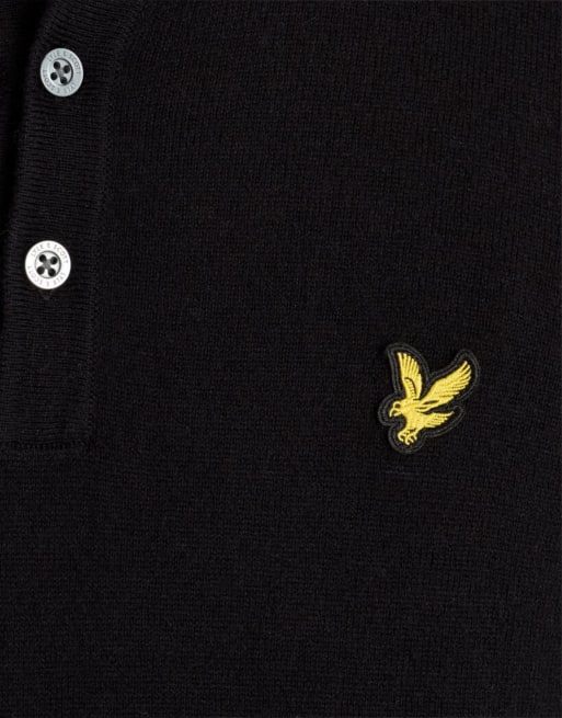 Lyle & Scott Pull col henley en maille coton mérinos noir de jais, 6 de 6