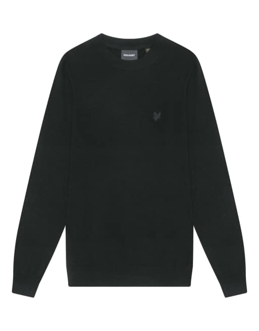 Lyle & Scott pull col rond en laine d’agneau à motif aigle ton sur ton, noir jet z865, 4 de 7