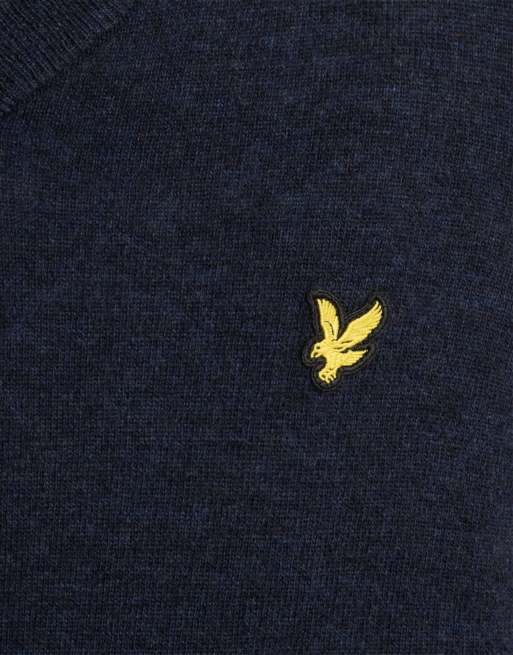 Lyle & Scott pull col V en mélange de laine d’agneau, bleu marine chiné foncé, 6 de 6