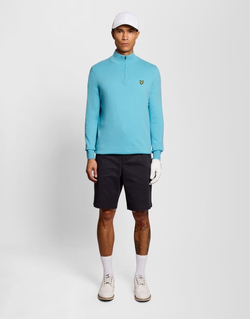 Lyle & Scott pull de golf mi-maille zippé au quart en 661 bleu aigue-marine, 2 de 6