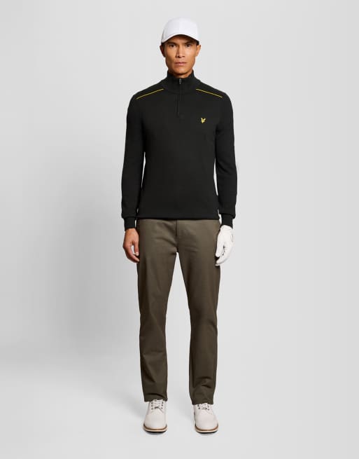 Lyle & Scott pull en maille mi-épaisse de golf à quart de zip avec liserés en z865 noir jet, 2 de 6