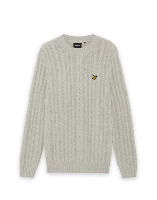 Lyle & Scott pull ras de cou en maille torsadée mi-épaisse coloris mastic chiné, 1 de 1