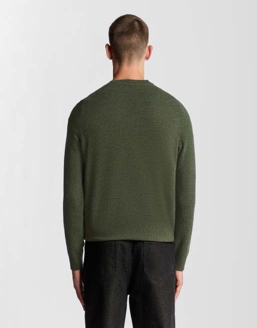 Lyle & Scott - Pull ras de cou en mélange de laine d'agneau - Vert profond chiné , 3 de 7