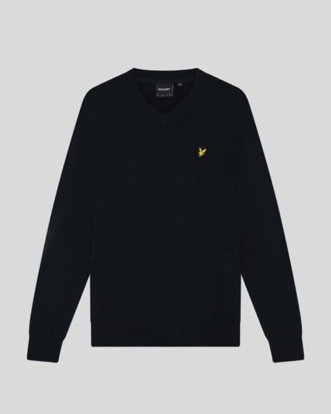 Lyle & Scott Pullover aus Baumwoll-Merinowolle mit V-Ausschnitt in Dunkelmarine - view 1