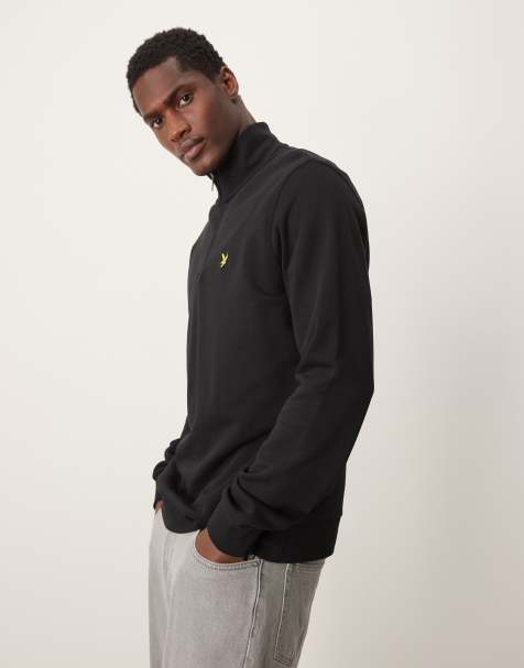Lyle & Scott quarter zip sweatshirt in black - view 1