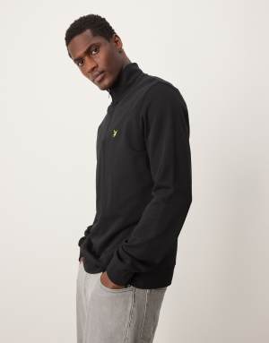 Lyle & Scott quarter zip sweatshirt in black