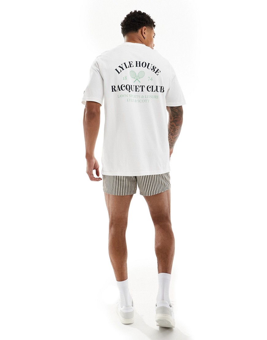 Lyle & Scott racquet club back print t-shirt in white