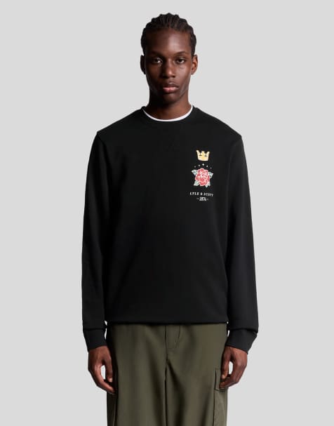 Lyle & Scott  rose and crown graphic crew neck in  jet black - view 1