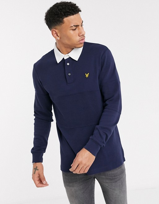 Lyle & Scott rugby long sleeve polo in navy