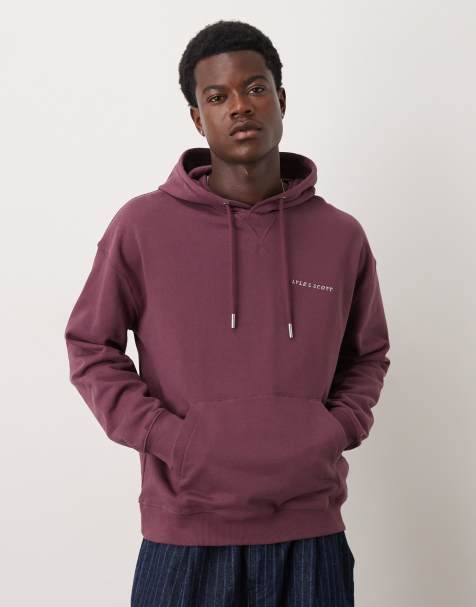 Lyle & Scott  script brushback pullover hoodie in  dusky maroon  - view 1