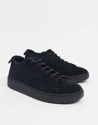 lyle and scott black leather trainers
