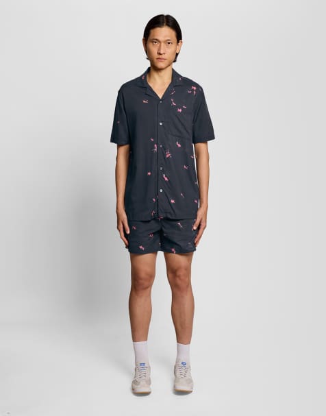 Lyle & Scott Shorts goldfish print swimshort in y158 lagoon/ orange blaze