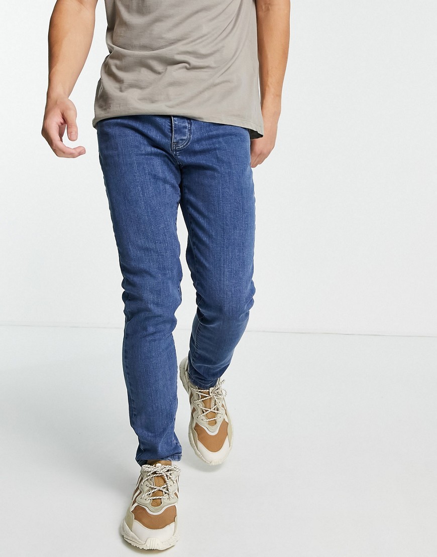 Lyle & Scott - Slim-jeans i mellemvask-Blå