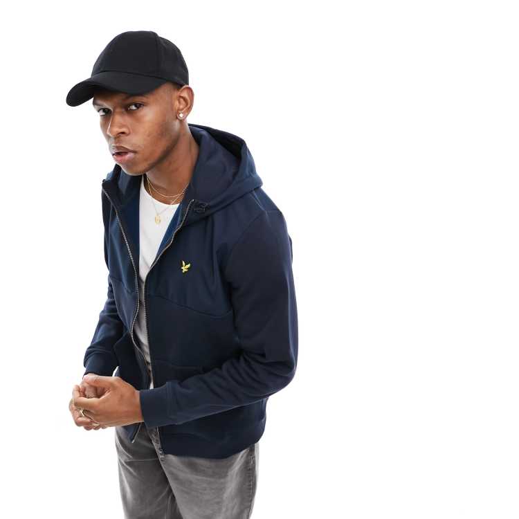 Lyle Scott Softshell Jersey Zip Hoodie in Navy ASOS