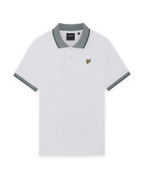 Lyle & Scott Ss polo shirts birdseye collar polo shirt in y329 white/ clover green - view 1