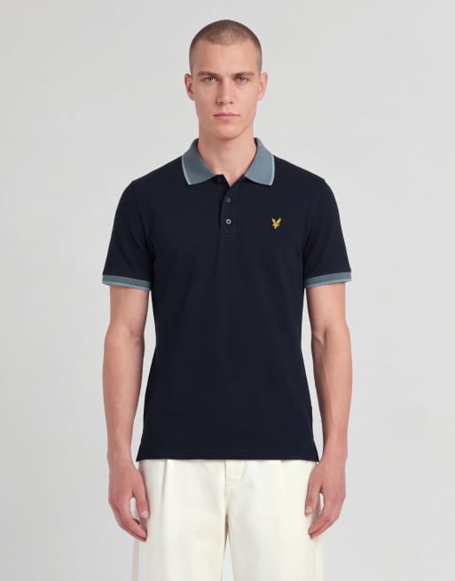 Lyle & Scott Ss polo shirts birdseye collar polo shirt in y364 dark navy/light blue, 2 of 6