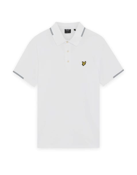 Lyle & Scott Ss polo shirts fine tipped polo shirt in y162 white/everglade - view 1