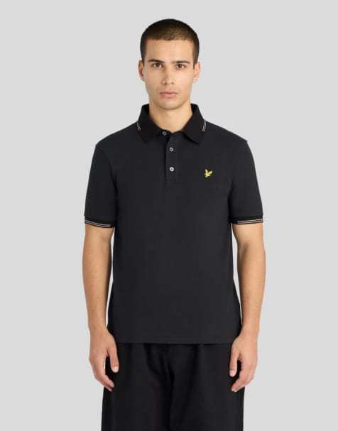 Lyle & Scott Ss polo shirts fine tipped polo shirt in y330 jet black/ soft peach - view 1