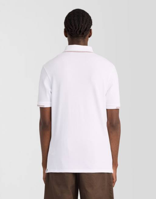 Lyle & Scott Ss polo shirts fine tipped polo shirt in y331 white/ bourbon brown, 4 of 6