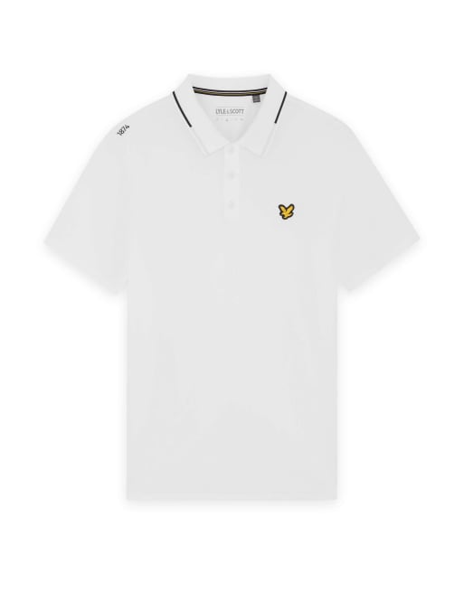 Lyle & Scott Ss polo shirts golf 1874 tipped tech polo shirt in 626 white, 5 of 7