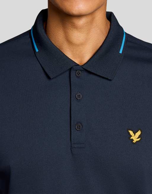 Lyle & Scott Ss polo shirts golf 1874 tipped tech polo shirt in z271 dark navy, 3 of 7