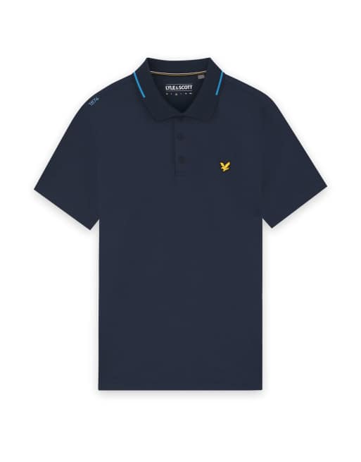 Lyle & Scott Ss polo shirts golf 1874 tipped tech polo shirt in z271 dark navy, 5 of 7