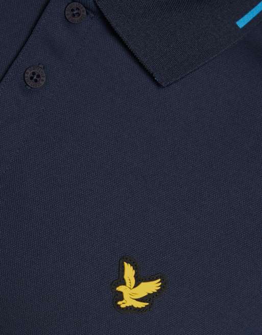 Lyle & Scott Ss polo shirts golf 1874 tipped tech polo shirt in z271 dark navy, 6 of 7