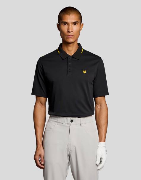 Lyle & Scott Ss polo shirts golf 1874 tipped tech polo shirt in z865 jet black - view 1