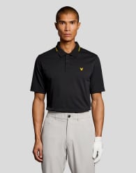 Lyle & Scott Ss polo shirts golf 1874 tipped tech polo shirt in z865 jet black