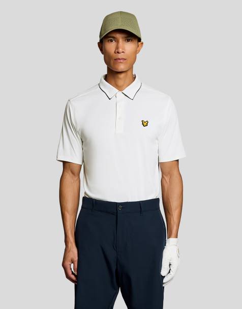 Lyle & Scott Ss polo shirts golf contrast collar polo in 626 white - view 1