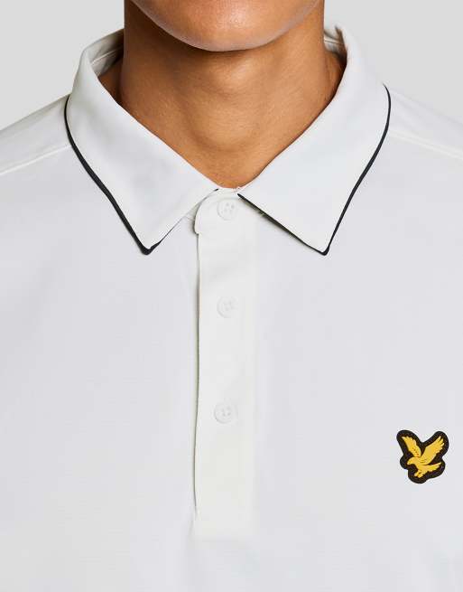 Lyle & Scott Ss polo shirts golf contrast collar polo in 626 white, 3 of 6