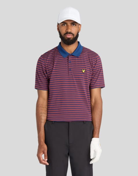 Lyle & Scott Ss polo shirts golf striped polo in y191 plum / white - view 1